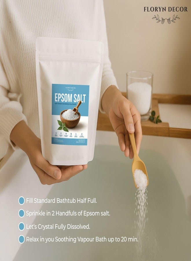 Floryn Decor Bath Salt for Body | Foot Spa, Calming, Relaxing,Muscle Pain Relief, Aromatherapy with 100% Pure & Natural Sea Salt | Epsom salt for bath | 1kg, Unscented - Image 2