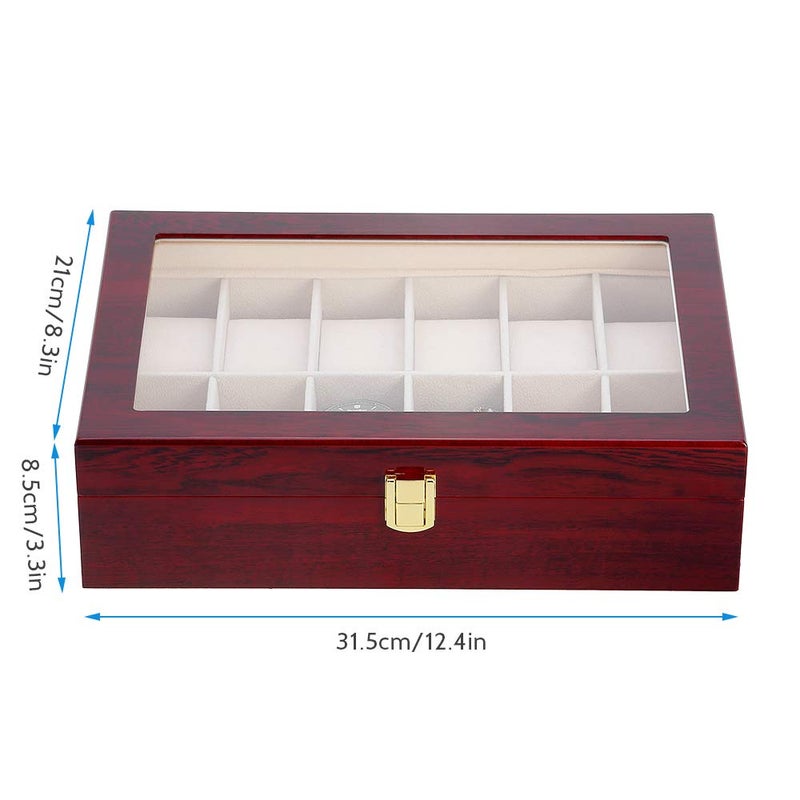 Uten Watch Box, 12 Slot Wooden Watch Case with Removable Watch Pillow, Metal Clasp Watch Display, Watch Box Organizer for men and women. - Image 4