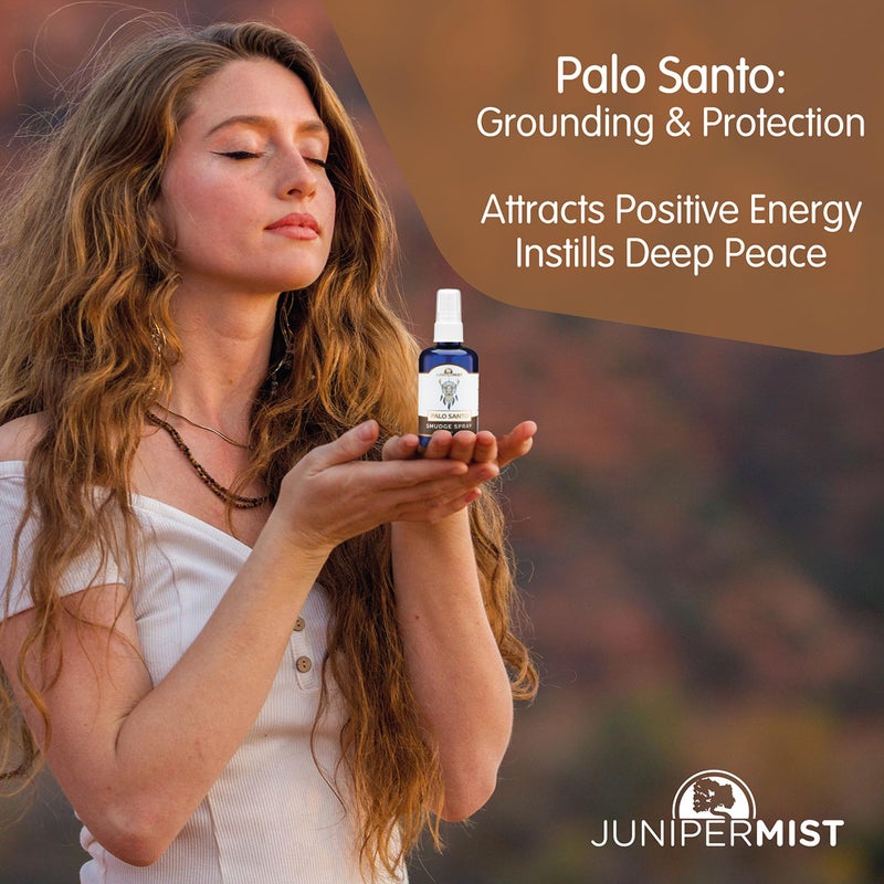 JUNIPERMIST Palo Santo and Sage Smudge Spray (4 Fl Oz) - for Cleansing Negative Energy - Sage Spray Alternative to Smudge Sticks - Sustainably Made in USA with Pure Essential Oils and Real Crystals - Image 4