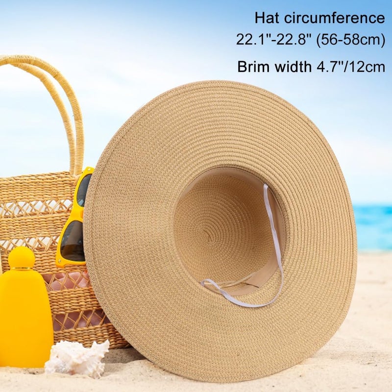 DRESHOW Beach Hats for Women Big Straw Wide Brim Summer Hat Floppy Foldable Roll up Cap Sun Hat UPF 50+ - Image 4