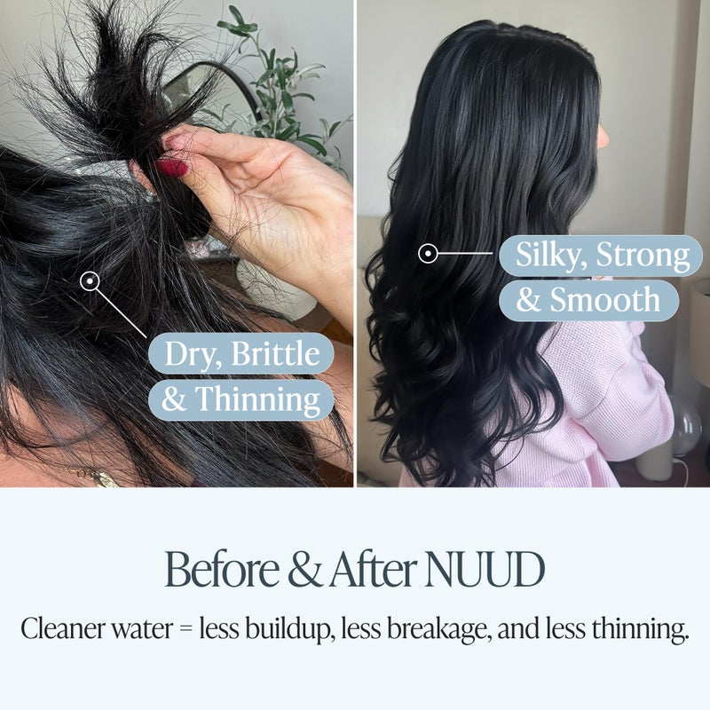 NUUD Filtered Shower Head - Removes Chlorine, Heavy Metals & Contaminants for Healthier Scalp Skin & Hair | Protects Colored Hair & Soothes Dry Skin - High Pressure Shower Head Filter - Brushed Nickel - Image 2