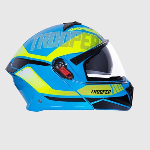 STUDDS Trooper DV D1 ISI and DOT Certified Gloss Finish Flip-up Full Face Helmet for Men and Women with Inner Sun Visor (Blue N5 XL) - Image 2