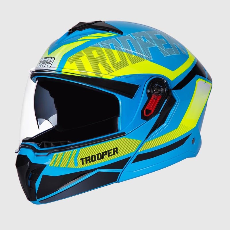 STUDDS Trooper DV D1 ISI and DOT Certified Gloss Finish Flip-up Full Face Helmet for Men and Women with Inner Sun Visor (Blue N5 XL) - Image 3