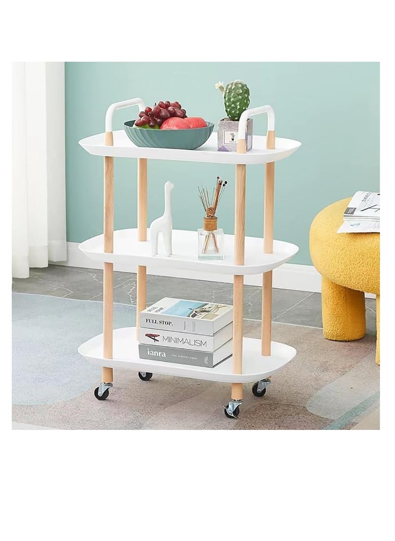 Generic - Rolling Cart, 3-Tier Plastic Rolling Utility Cart with Handle,Round Lockable Wheels，Multi-Functional Storage Trolley for Office, Living Room, Kitchen (Square, 3 Tier) - Image 1