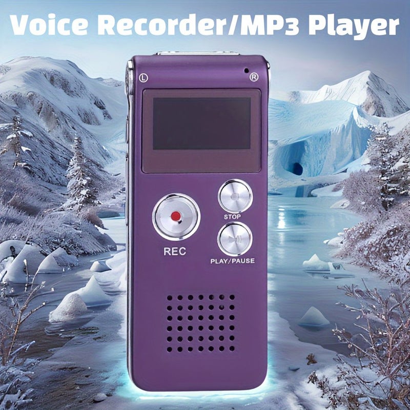 Multifunctional Rechargeable 8GB 650 Hour Digital Audio Voice Recorder MP3 Player Purple - Image 1