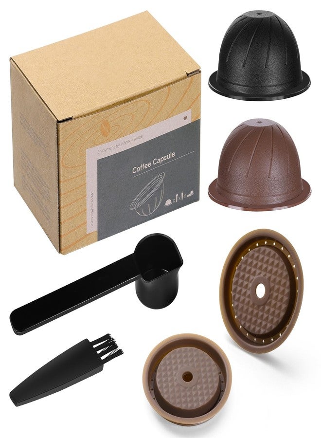 ELIUNG Reusable Coffee Capsule Lids with 150ml/230ml Refillable Ver-tuo Coffee Pods Compatible for Ver-tuo-line Ver-tuo Coffee Machine Capsules Cap with Coffee Scoop and Brush - Image 1