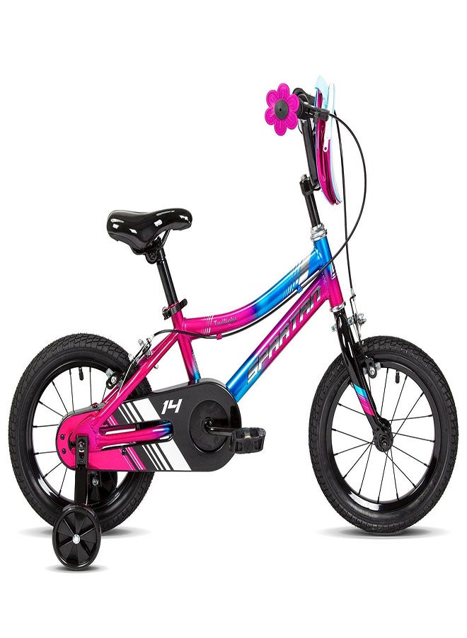 Spartan Twilight Kids Bike | 14 Inch Wheel Size With Training Wheels | Single Speed | Pink Color - Image 1