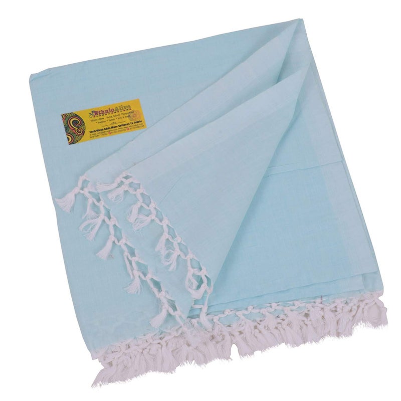 EthnicAlive Bhagalpuri Chadar for Summer/Soft Dull Cotton Chadar for Sleeping/Odhne Wali Chaddar/Dohar for Summer (SkyBlue) - Image 1