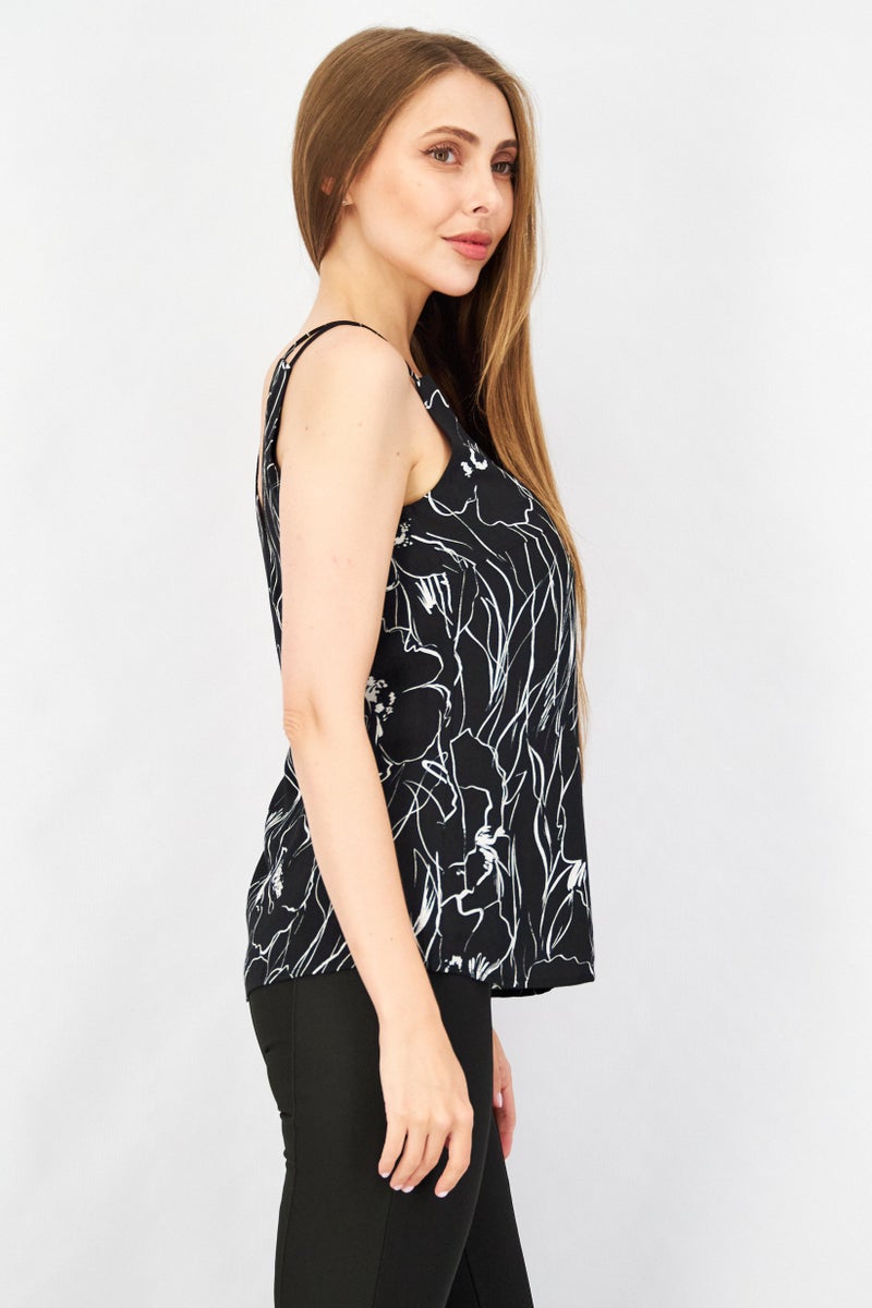ESPRIT تي شيرت بلا أكمام على شكل حرف V للنساء، أسود - Image 4