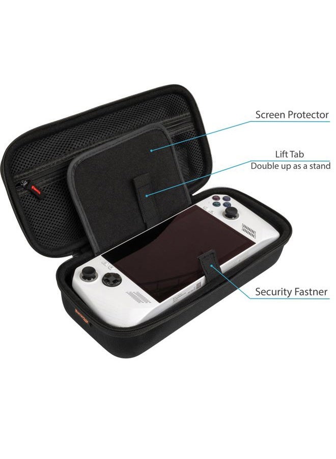 ButterFox Large Carry Case Bag for ASUS Rog Ally Handheld 2023, Large Accessories Pocket for 65W Battery Bank, Slim Mouse and HDMI Cable (Black) - Image 3