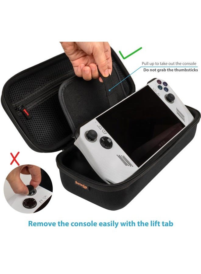 ButterFox Large Carry Case Bag for ASUS Rog Ally Handheld 2023, Large Accessories Pocket for 65W Battery Bank, Slim Mouse and HDMI Cable (Black) - Image 4