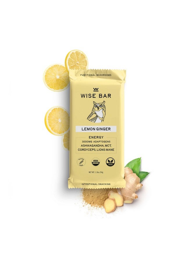 Health & Household Wise Bar Adaptogen Mushroom Nutrition Bars | Lemon Ginger Flavor | 12 Count | Daily Dose Of 3,000Mg Functional Mushrooms And Adaptogens Per Bar | Organic Nutrition Bars, Vegan Nutrition Bars, Gluten Free Nutrition Bars | Date Based | Cordyceps, Ashwagandha, Mct, Lion'S Mane | Energy - Image 4
