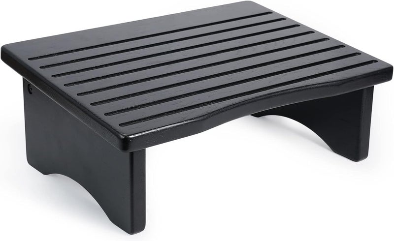 ODEJIA Foot Rest Ergonomic Footrest for Under Desk at Work Nursing Foot Stool Natural Solid Wood NonSlip Slanted Top Foot Stool for OfficeStanding Desk Black - Image 1