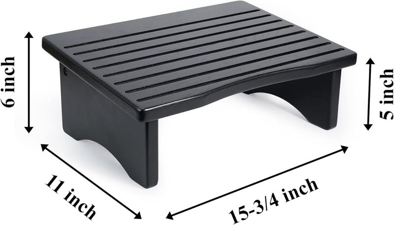 ODEJIA Foot Rest Ergonomic Footrest for Under Desk at Work Nursing Foot Stool Natural Solid Wood NonSlip Slanted Top Foot Stool for OfficeStanding Desk Black - Image 2