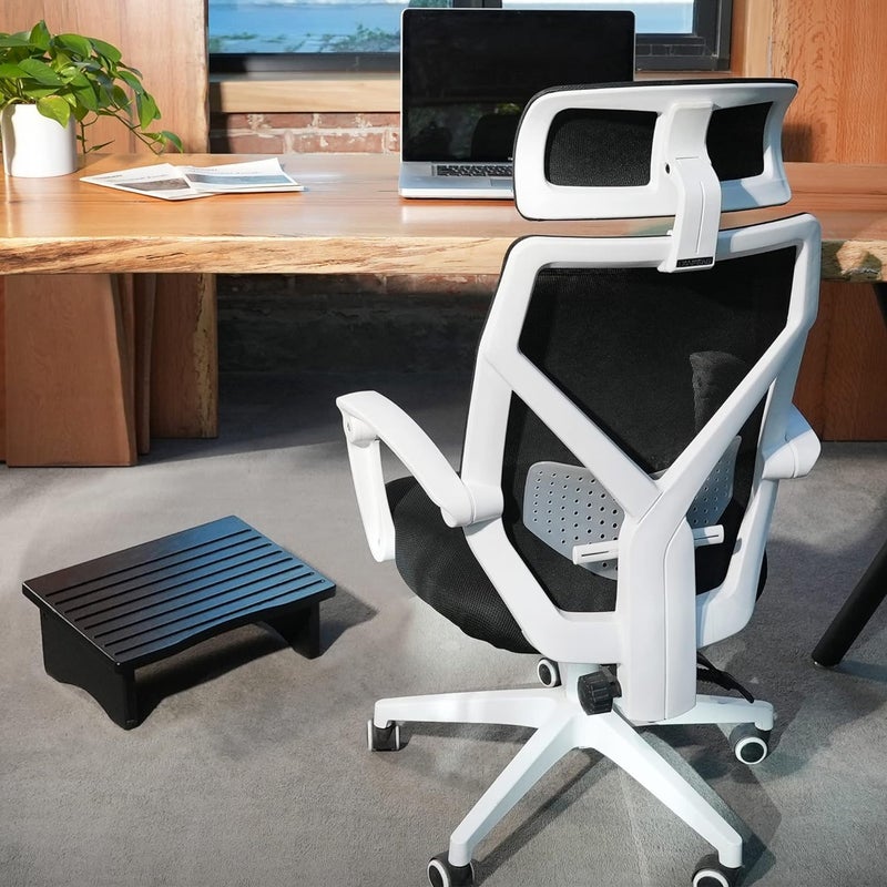 ODEJIA Foot Rest Ergonomic Footrest for Under Desk at Work Nursing Foot Stool Natural Solid Wood NonSlip Slanted Top Foot Stool for OfficeStanding Desk Black - Image 3