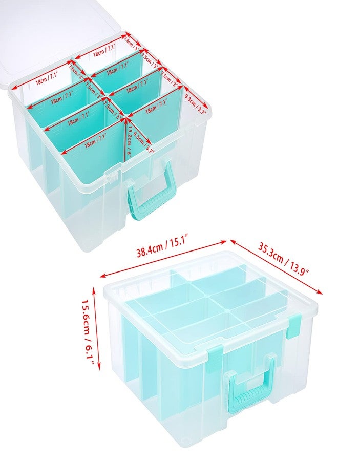 بي تي سكاي صندوق تخزين بلاستيكي شفاف مقسم من BTSKY، مزود بـ 8 أقسام عميقة، صندوق تخزين قابل للتعديل مع غطاء، حاوية تخزين محمولة للحرف اليدوية، صندوق خياطة متعدد الأغراض، منظم لوازم فنية، 15.1 × 13.9 × 6.1 بوصة - Image 4