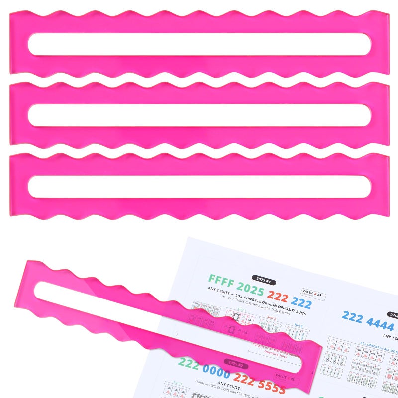 Amyhill 4 Pack Mahjong Guide Line Finder Acrylic Bright Scalloped Mahjong Rules Helper, Rules Reader for Players Women(Pink) - Image 1