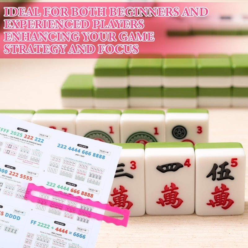 Amyhill 4 Pack Mahjong Guide Line Finder Acrylic Bright Scalloped Mahjong Rules Helper, Rules Reader for Players Women(Pink) - Image 4