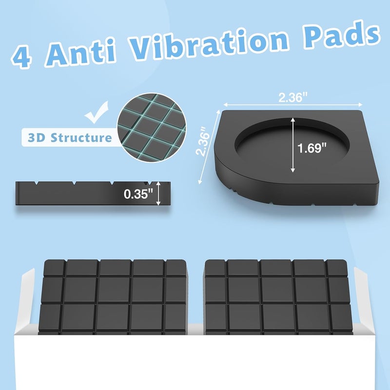 SEISSO Anti Vibration Pads, Washer & Dryer Shock and Noise Cancelling Washing Machine Foot Pads, Washing Machine Stabilizer Support Provent Laundry Shaking Skidding, Washer Vibration Pads-Round Easy clean surface - Image 2