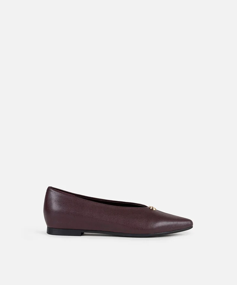 ابيكول Pointed-Toe Leather-Effect Flats