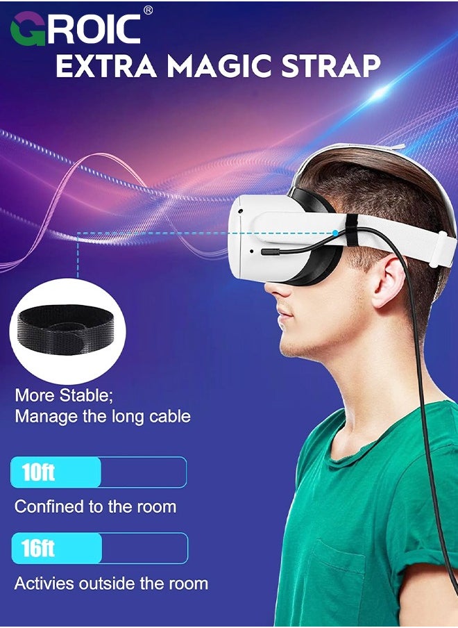 GROIC - Link Cable 16FT for Oculus Quest 3/2/Pro, Charging Cord Compatible with Pc Game, High Speed Data Transfer Cable, USB 3.0 A to C Charger Wire for VR Oculus Meta Quest Headsets - Image 1