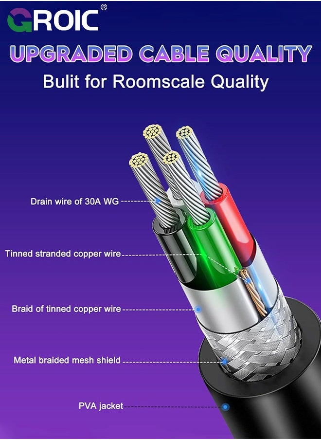 GROIC - Link Cable 16FT for Oculus Quest 3/2/Pro, Charging Cord Compatible with Pc Game, High Speed Data Transfer Cable, USB 3.0 A to C Charger Wire for VR Oculus Meta Quest Headsets - Image 1