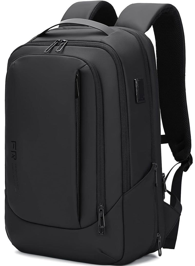 فينوين 38L FENRUIEN Business Travel Backpack for Men, Expandable Water Resistant Computer Backpack with USB Port, Black Laptop Backpack 15.6 Inch for College/Work  - Image 1