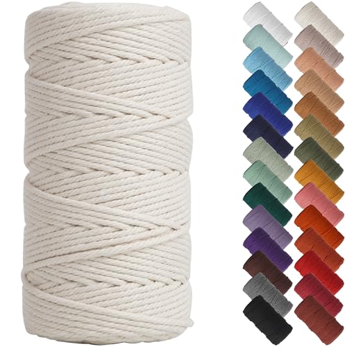NOANTA Natural Macrame Cord 3mm x 220Yards, Beige Macrame Rope, Cotton Cord for Wall Hanging, Plant Hangers, Christmas Crafts, Knitting - Image 5