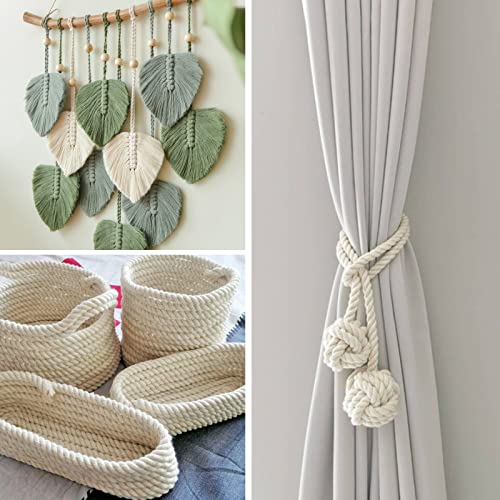 NOANTA Natural Macrame Cord 3mm x 220Yards, Beige Macrame Rope, Cotton Cord for Wall Hanging, Plant Hangers, Christmas Crafts, Knitting - Image 3
