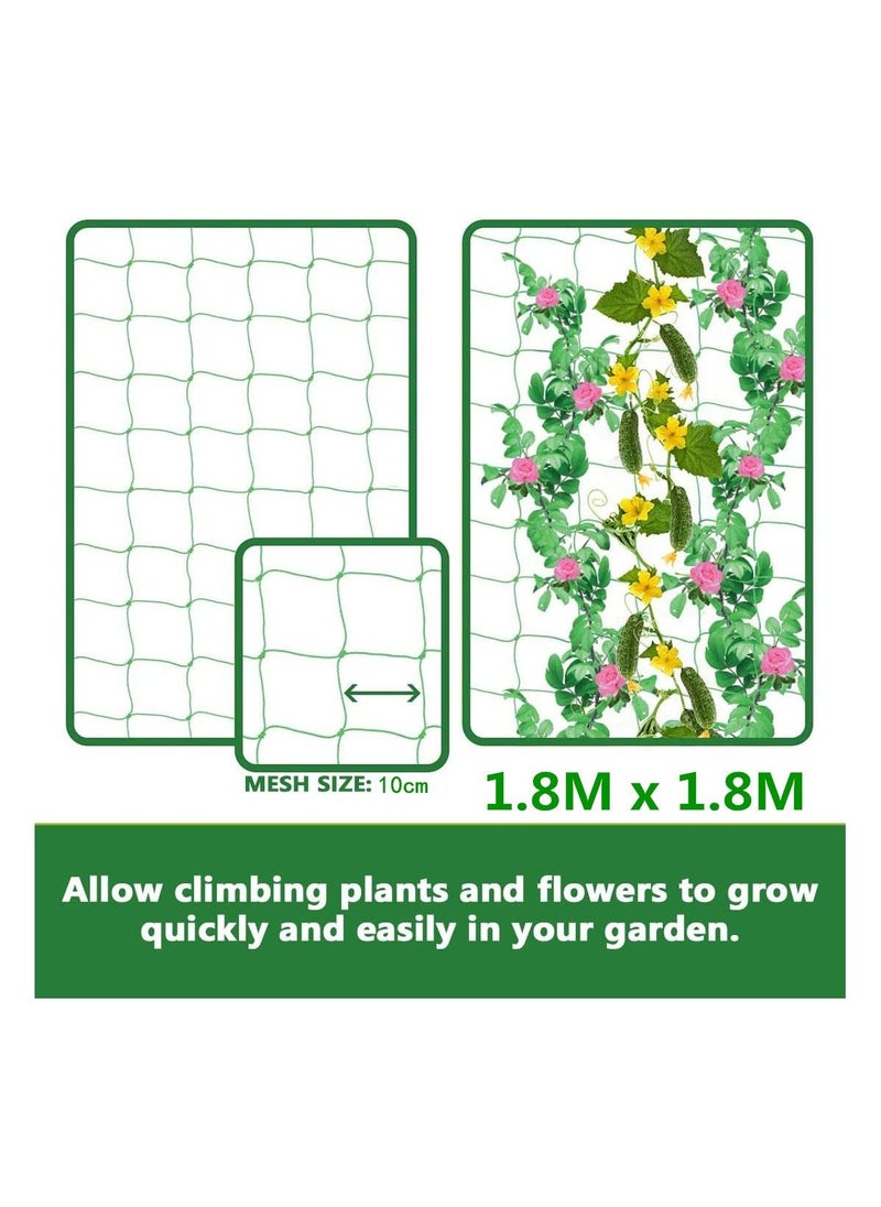 Climbing Plants Heavy Duty Garden Trellis Netting for Cucumber, Vine, Fruits and Vegetables Tomato 1.8 x 1.8m