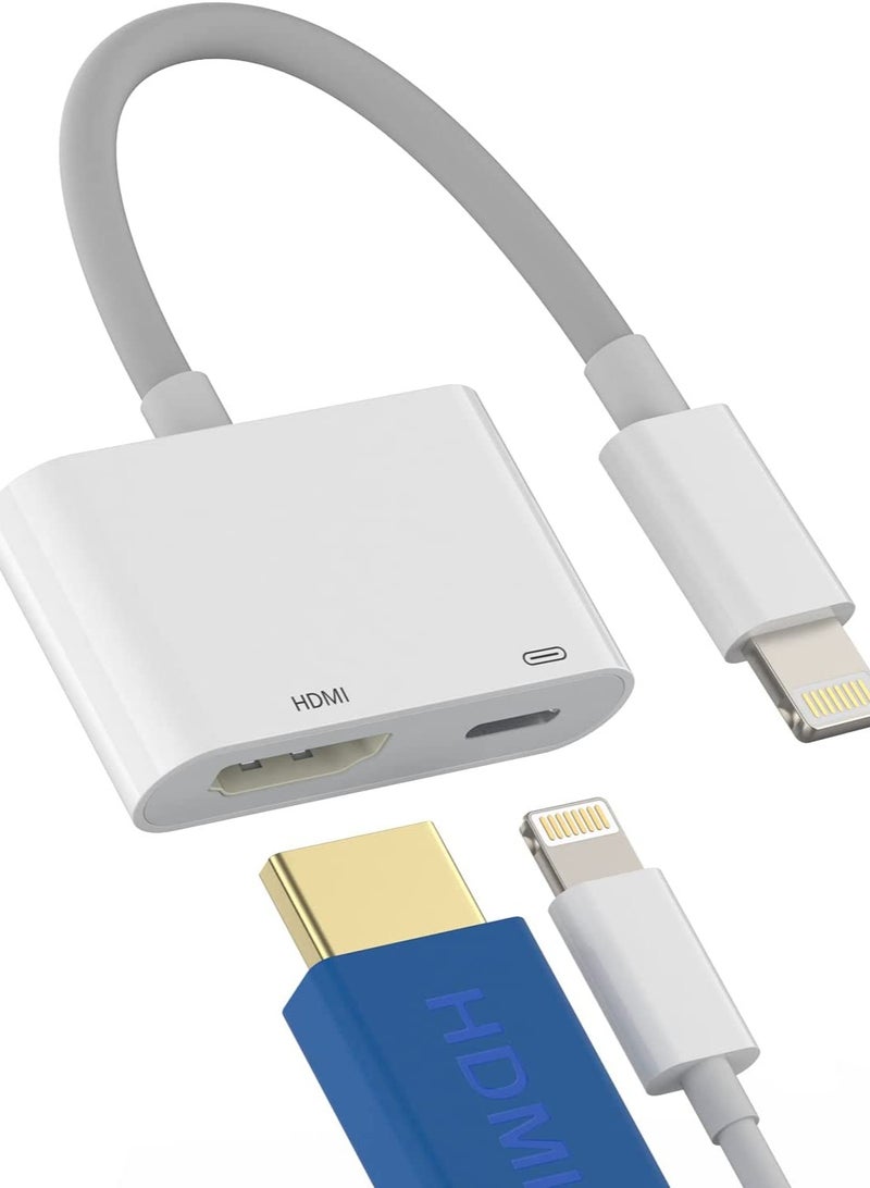 Lightning to Hdmi Adapter for TV Compatible for iPhone 12 13 Pro Max Splitter Digital AV Female Port Converter and Charging Connector Cord Projector Monitor Sync Screen Ipad Mini Apple Charger Charge - Image 1
