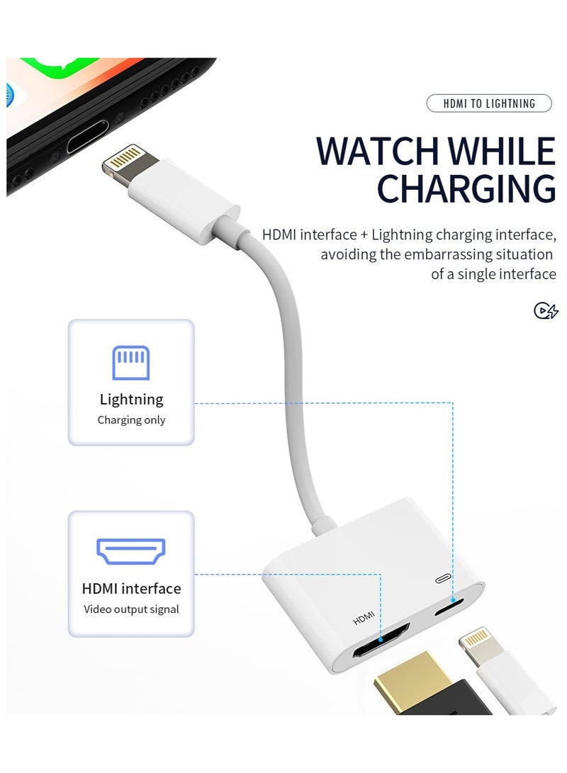 Lightning to Hdmi Adapter for TV Compatible for iPhone 12 13 Pro Max Splitter Digital AV Female Port Converter and Charging Connector Cord Projector Monitor Sync Screen Ipad Mini Apple Charger Charge - Image 3
