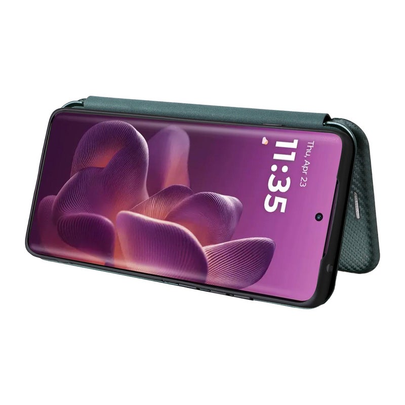 erorex For Motorola Edge 60 Pro Carbon Fiber Texture Flip Leather Phone Case(Green) - Image 5