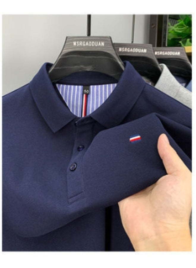 POLO Embroidered Men's Pure Cotton Cotton Short Sleeved Polo Shirt Summer  Business Casual Breathable Men's Top - Image 2