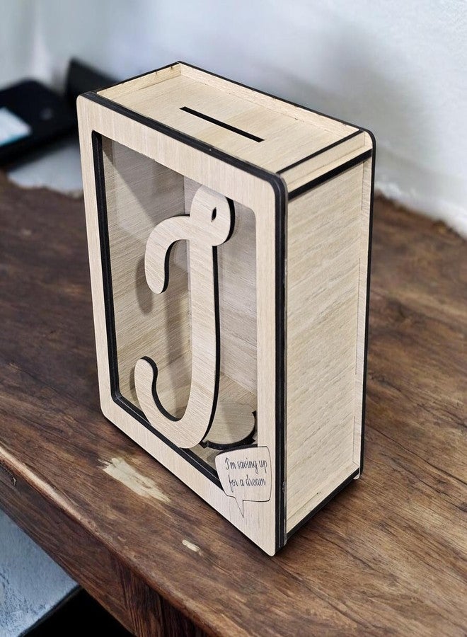 LACUM® Letter Piggy Bank - Custom Wooden Money Bank for Kids & Adults - Sunmica Coated Engineering Wood with Transparent Acrylic Front - Unique Gifts (Letter I) - Image 4