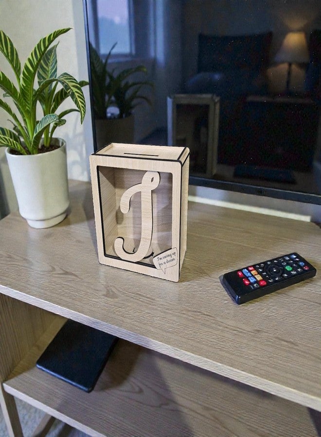 LACUM® Letter Piggy Bank - Custom Wooden Money Bank for Kids & Adults - Sunmica Coated Engineering Wood with Transparent Acrylic Front - Unique Gifts (Letter I) - Image 5