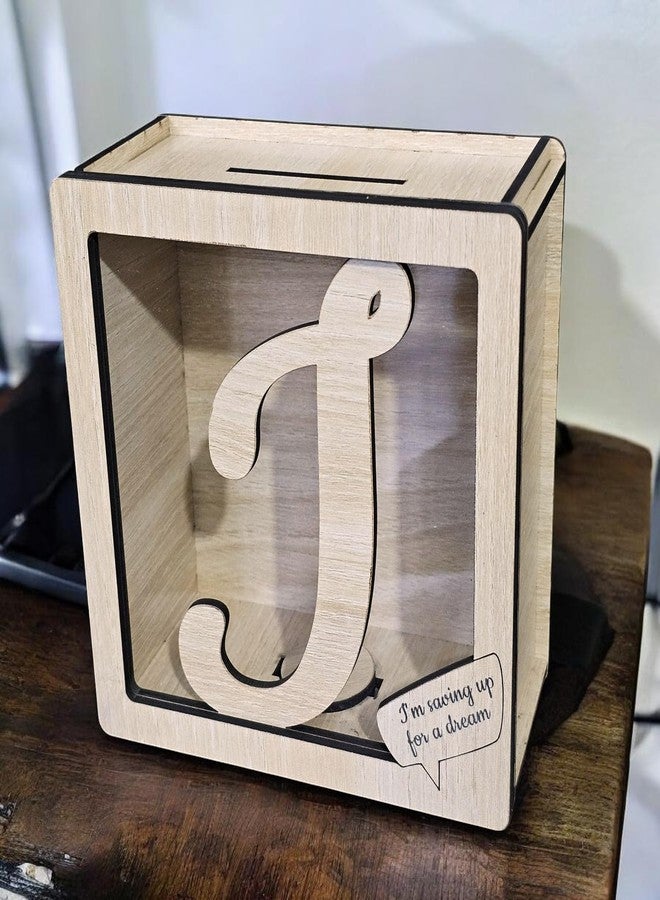 LACUM® Letter Piggy Bank - Custom Wooden Money Bank for Kids & Adults - Sunmica Coated Engineering Wood with Transparent Acrylic Front - Unique Gifts (Letter I) - Image 3