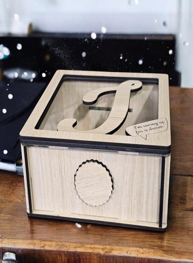 LACUM® Letter Piggy Bank - Custom Wooden Money Bank for Kids & Adults - Sunmica Coated Engineering Wood with Transparent Acrylic Front - Unique Gifts (Letter I) - Image 2