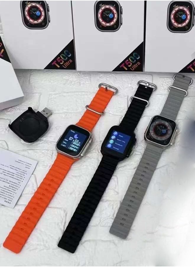 T500 - T500 Ultra Smart Watch Combo Set, 3 unit smart watch Black, Orange, Silver - Image 1