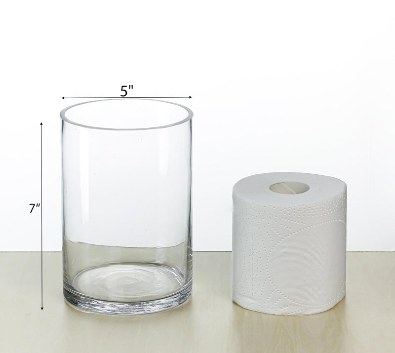CYS Excel Glass Cylinder Vase (H:10" D:5") | Multiple Size Choices Glass Flower Vase Centerpieces | Hurricane Floating Candle Holder Vase - Image 2