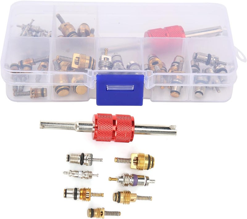 klarako AC Valve Kit, 40PCS Car Air Conditioner Valve Core Automotive Air Conditioning Refrigeration Tire Valve Stem with Remover Tool 5101791AA / 5189373AA Replacement for Chrysler - Image 1