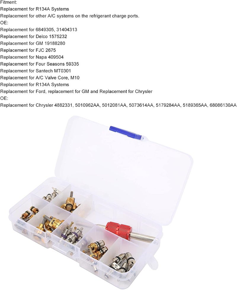 klarako AC Valve Kit, 40PCS Car Air Conditioner Valve Core Automotive Air Conditioning Refrigeration Tire Valve Stem with Remover Tool 5101791AA / 5189373AA Replacement for Chrysler - Image 4