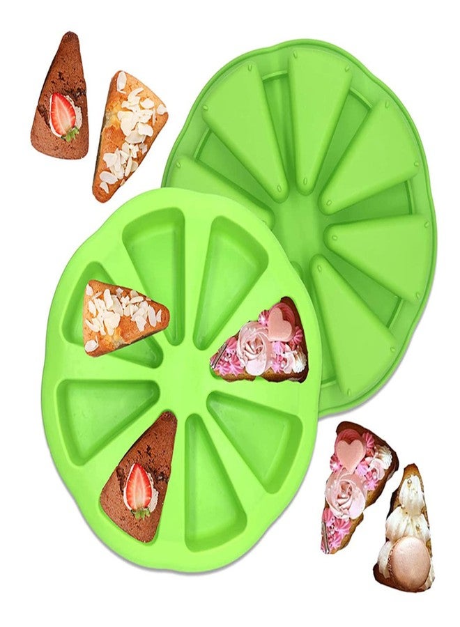 CdyBox Triangle Cavity Cake Mold Silicone Cake Mould 8 Hole Orange Shaped Pizza Pan for Ovens Microwaves DIY Baking Tool 2 Pieces - Image 4