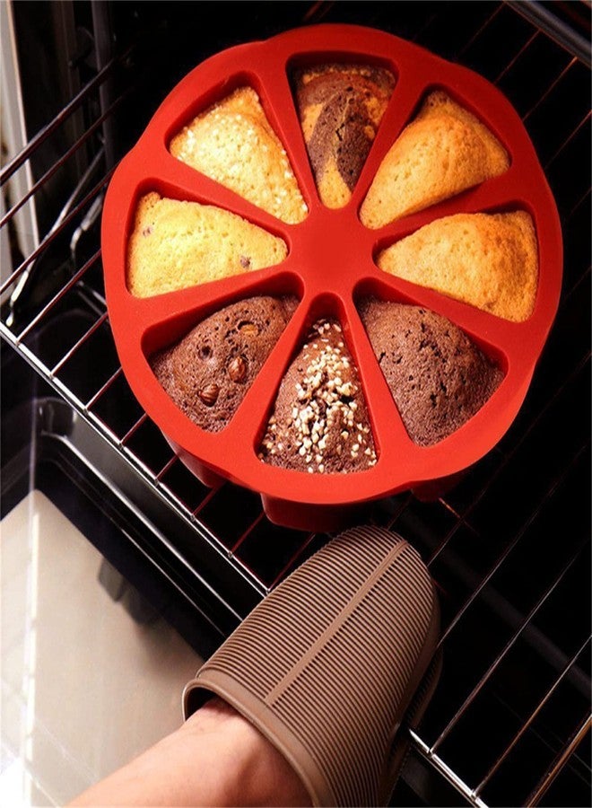 CdyBox Triangle Cavity Cake Mold Silicone Cake Mould 8 Hole Orange Shaped Pizza Pan for Ovens Microwaves DIY Baking Tool 2 Pieces - Image 2