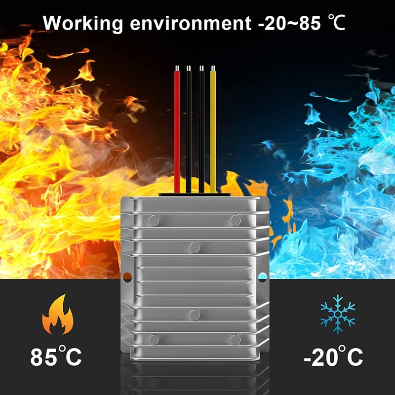 YAXIGE محول رفع الجهد من 12V DC إلى 24V 20A 480W، منظم جهد DC، محول طاقة مقاوم للماء، محول لعربة الغولف وسيارة النادي - Image 5