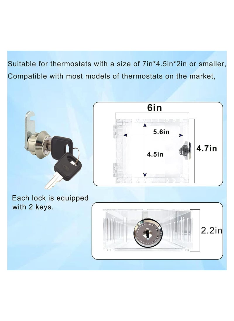 KASTWAVE - Universal Thermostat Lock Box with Key, Clear Plastic Thermostat Guard for Wall, Lockable Heat and Air Condition Control Panel Cover Fits 5.6 x 4.5 inch or Smaller (Small 1 Set) - Image 1
