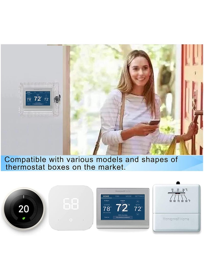 KASTWAVE - Universal Thermostat Lock Box with Key, Clear Plastic Thermostat Guard for Wall, Lockable Heat and Air Condition Control Panel Cover Fits 5.6 x 4.5 inch or Smaller (Small 1 Set) - Image 1