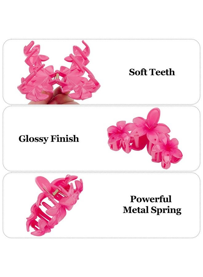 Amariver Flower Hair Claw Clips - 4PCS Glossy Hawaiian Clips for Thick and Thin Hair, Non-Slip Strong Hold Hair Accessories for Women and Girls - Image 3