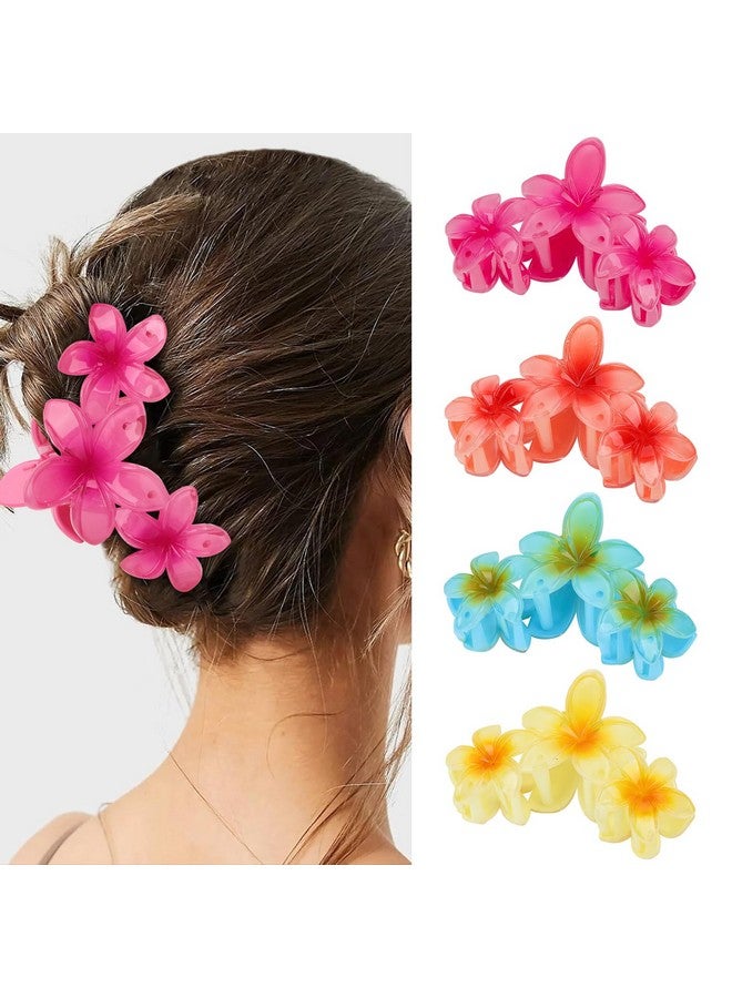 Amariver Flower Hair Claw Clips - 4PCS Glossy Hawaiian Clips for Thick and Thin Hair, Non-Slip Strong Hold Hair Accessories for Women and Girls - Image 1