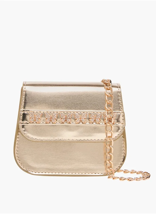 Flora Bella By Shoexpress Girls Butterfly Accent Crossbody Bag With Detachable Chain Strap And Flap Closure Ramadan Collection